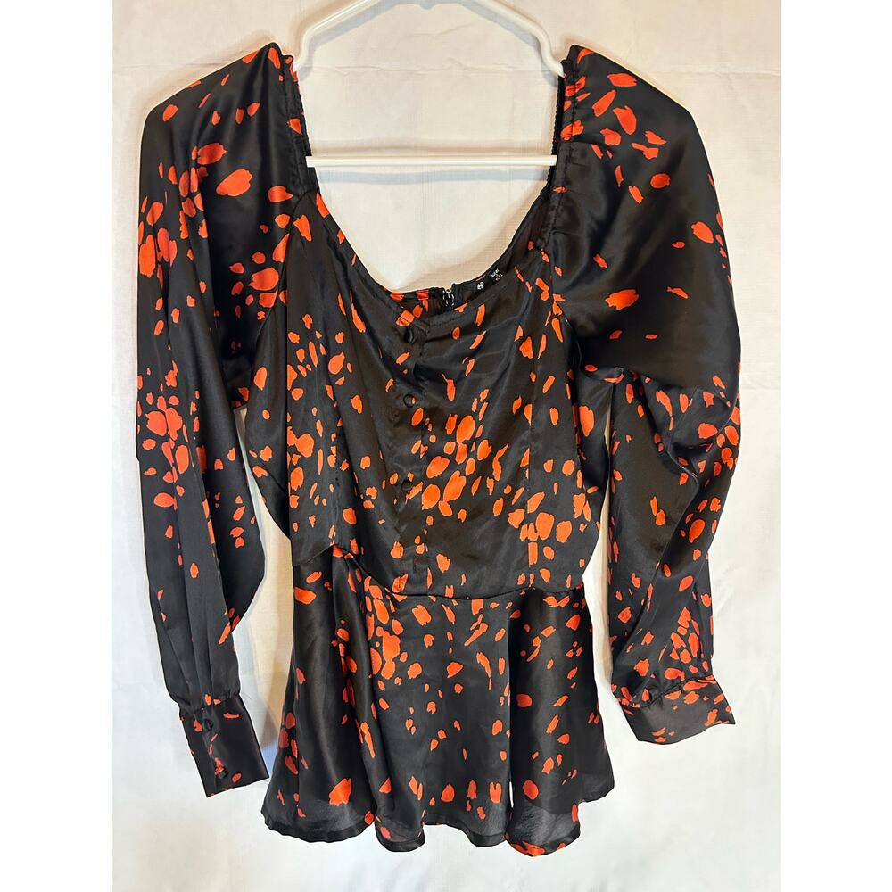 Influence Peplum Top Black Red 12 Women's GUC